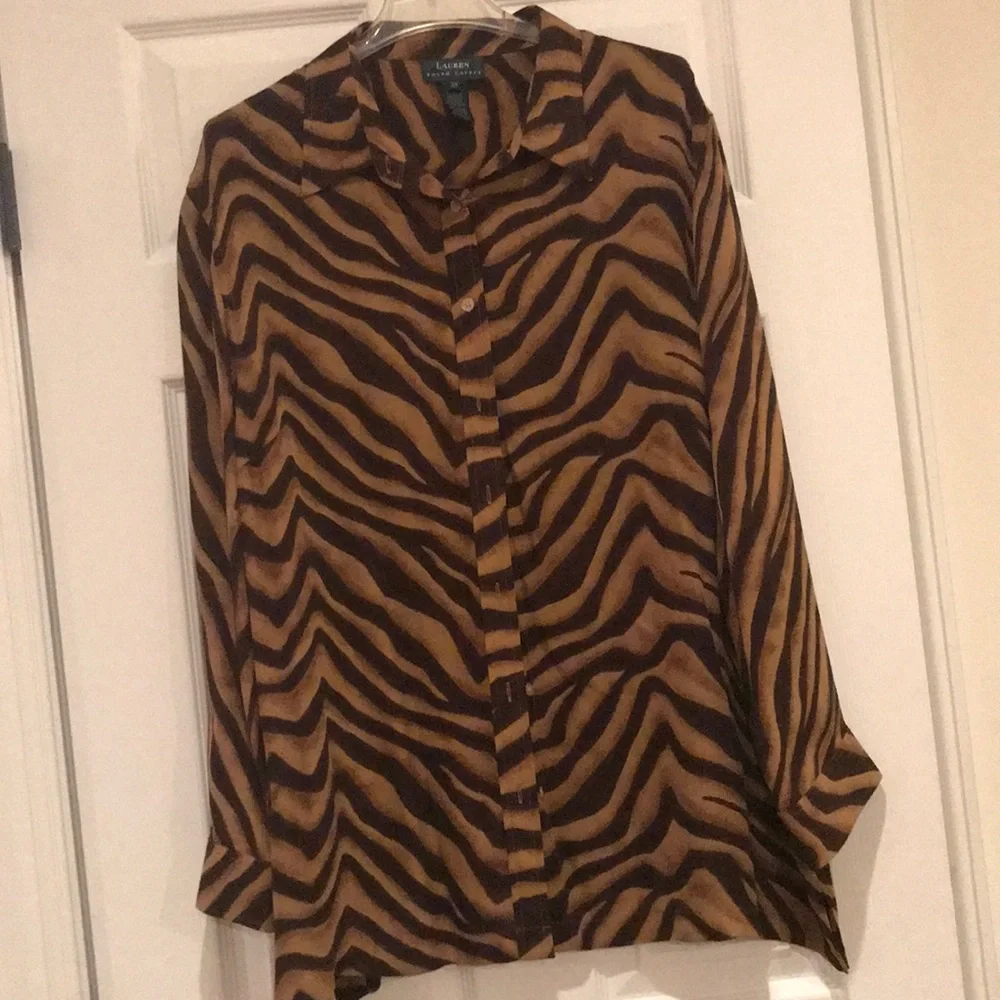 Lauren Ralph Lauren Zebra Print Blouse - Brown and Black - Picture 1 of 3